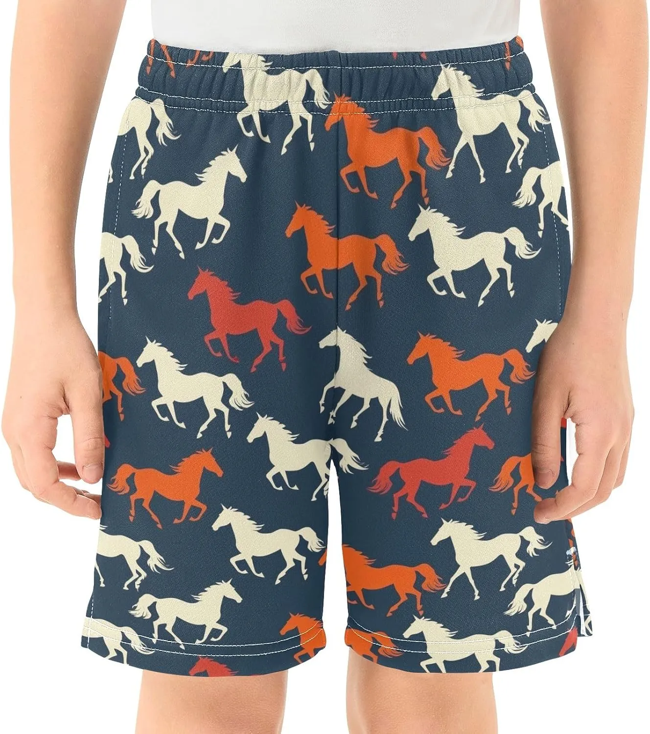Colorful Silhouettes Prints Pattern Boys' Shorts Pants Summer Lounge Bottoms Boys Elastic Waist with Pockets