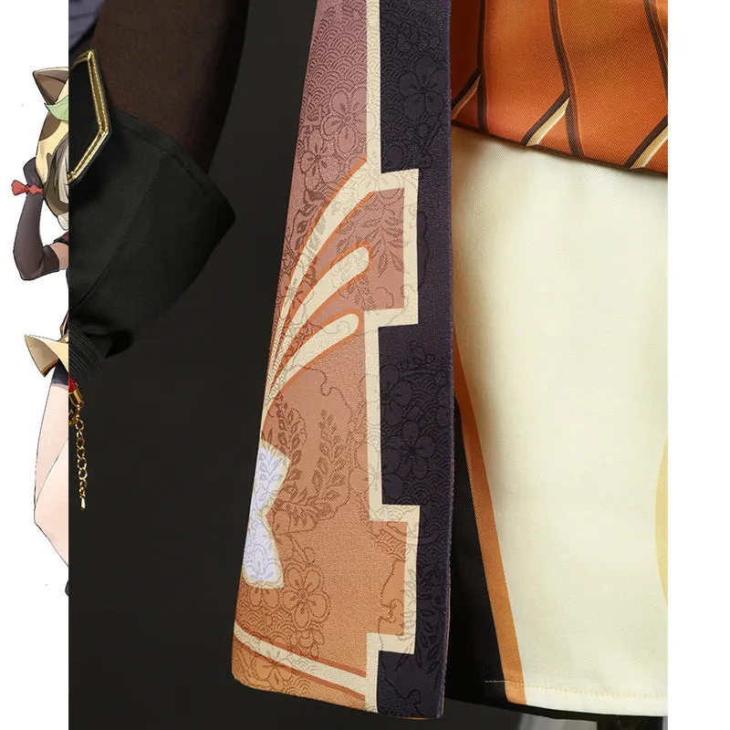 Genshin Impact Sayu Cosplay Costume Game Girl Kawaii Suit Kimono Dress WithTail