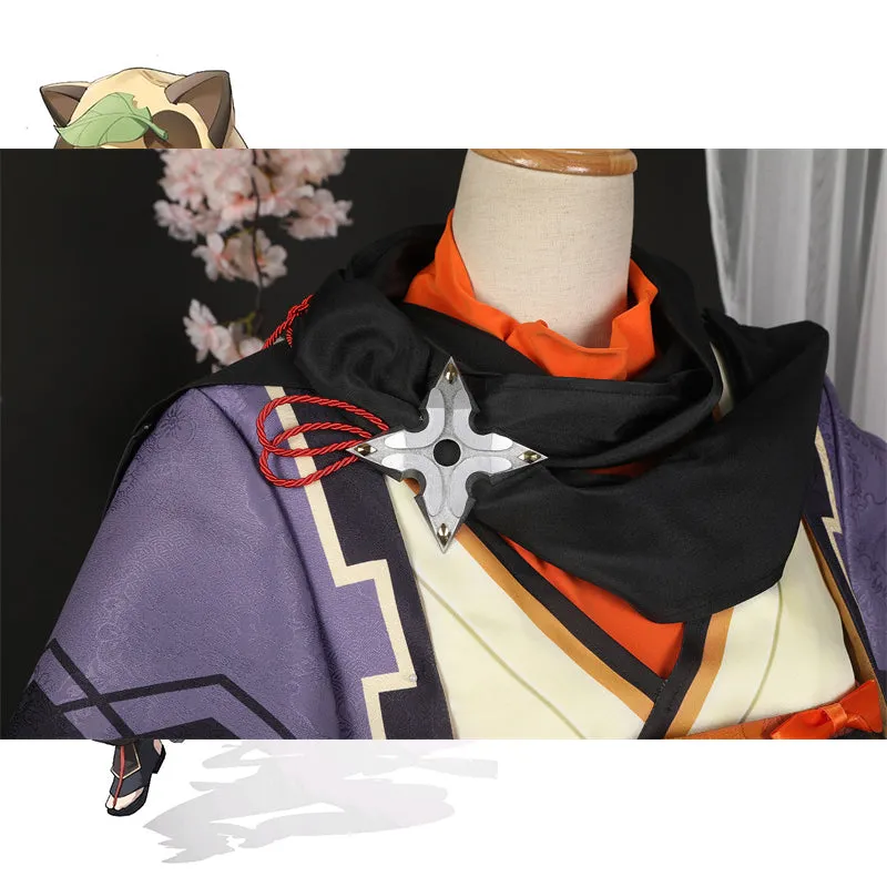 Genshin Impact Sayu Cosplay Costume Game Girl Kawaii Suit Kimono Dress WithTail