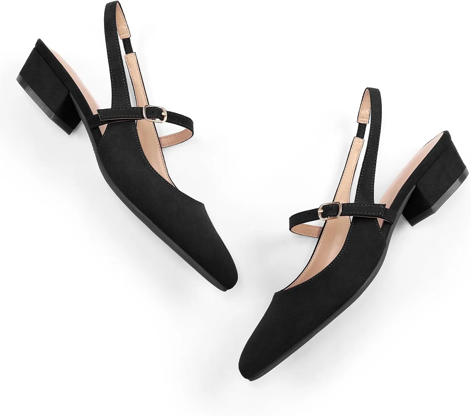 mysoft Women's Slingback Mary Jane Pumps Block Low Heel Adjustable Buckle Dress Shoes