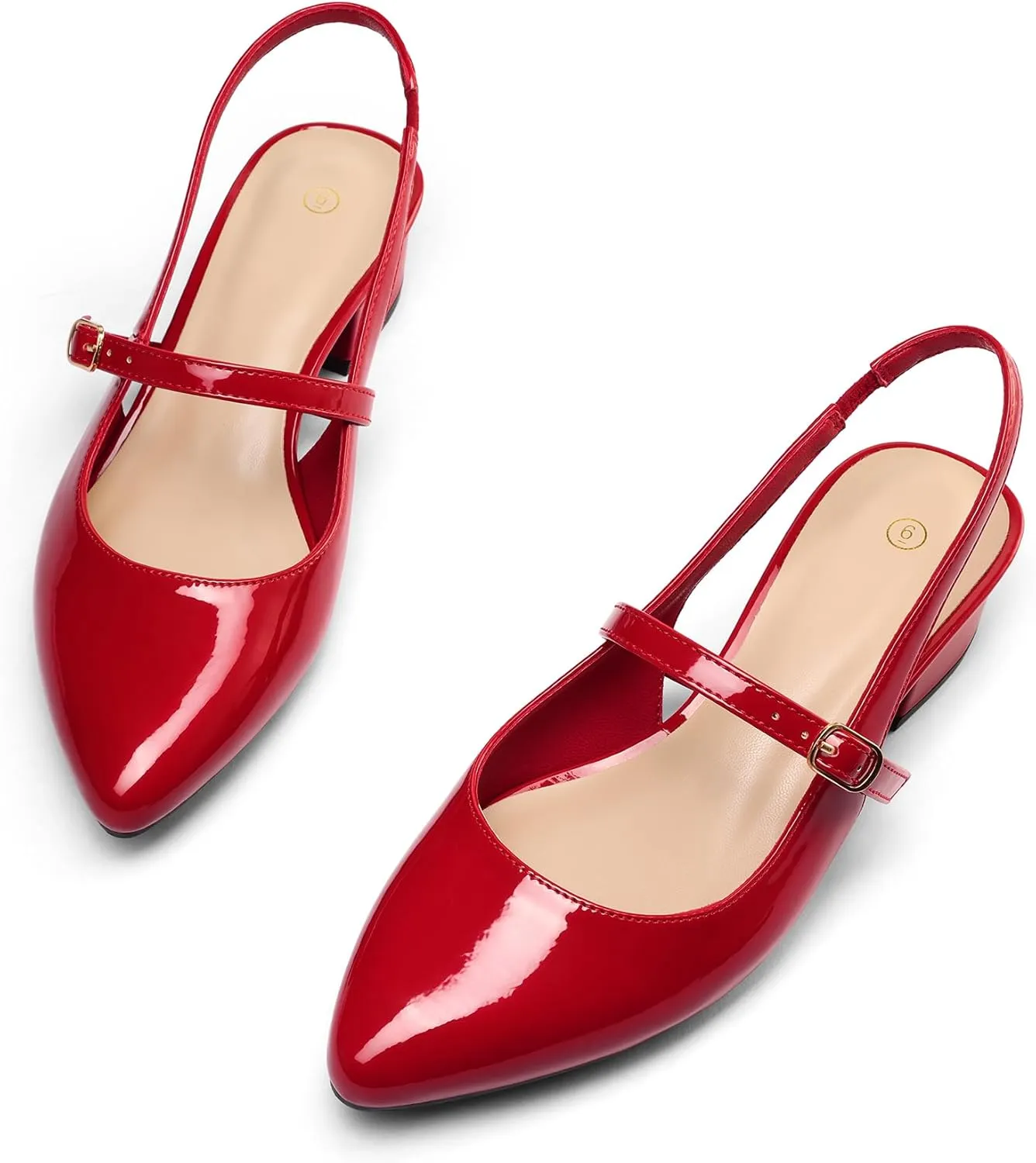 mysoft Women's Slingback Mary Jane Pumps Block Low Heel Adjustable Buckle Dress Shoes