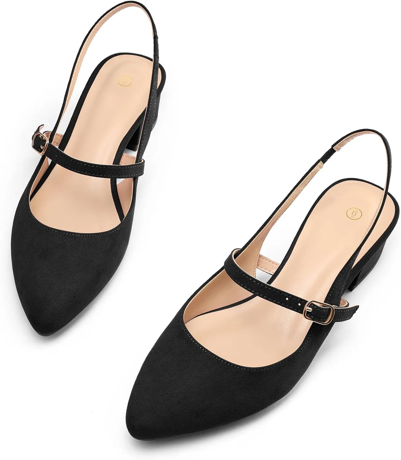 mysoft Women's Slingback Mary Jane Pumps Block Low Heel Adjustable Buckle Dress Shoes