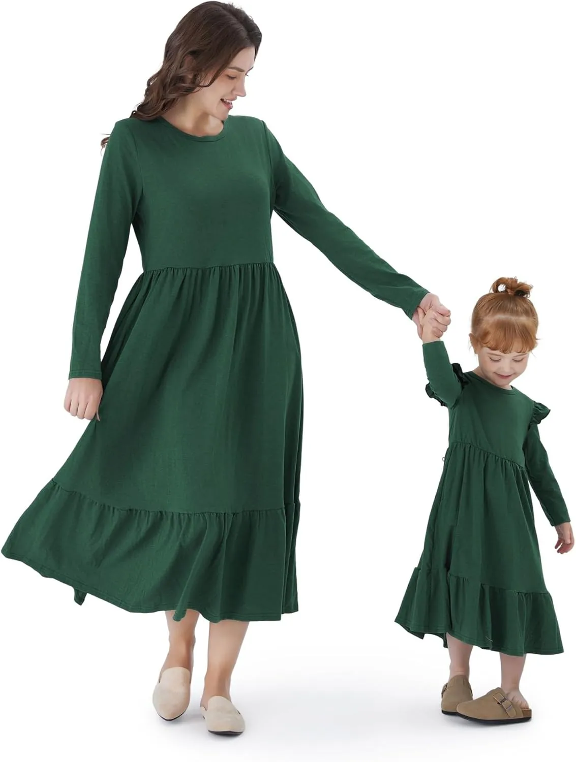 PATPAT Mommy and Me Long Sleeve Matching Dresses, Mother Daughter Cute Casual & Formal Outfits for Mom and Girls