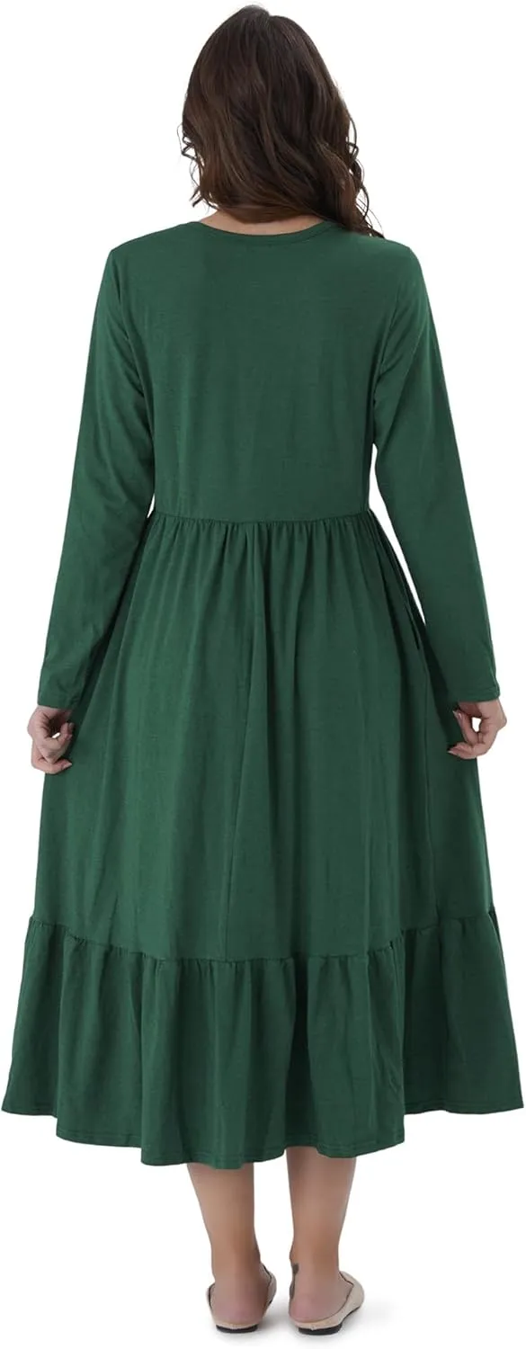 PATPAT Mommy and Me Long Sleeve Matching Dresses, Mother Daughter Cute Casual & Formal Outfits for Mom and Girls
