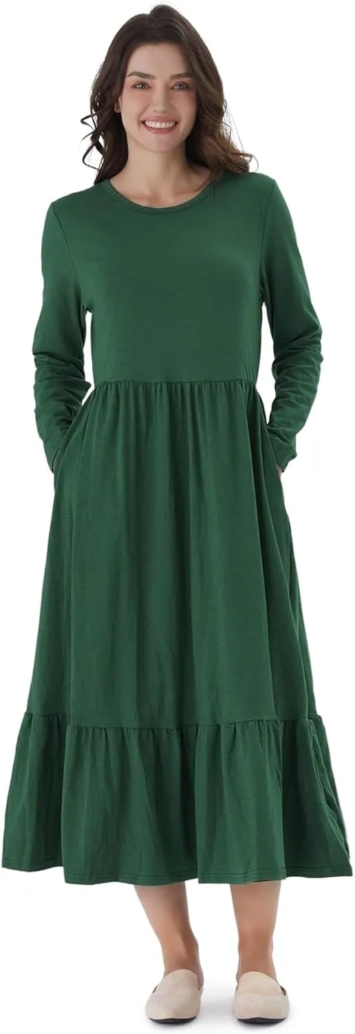 PATPAT Mommy and Me Long Sleeve Matching Dresses, Mother Daughter Cute Casual & Formal Outfits for Mom and Girls