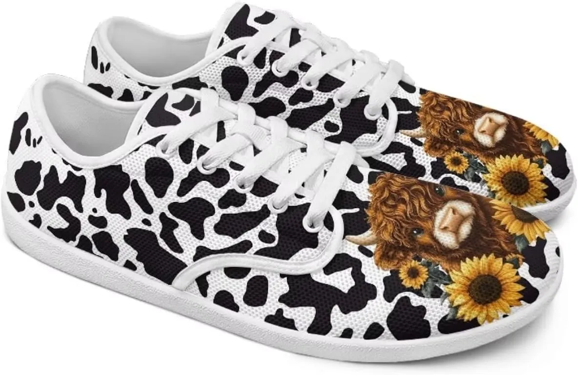 Women's Highland Cattle Running Shoe Leisure Business Loafer Flat Outdoor Walking Platform Sneaker
