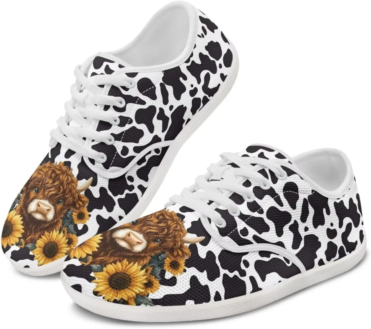 Women's Highland Cattle Running Shoe Leisure Business Loafer Flat Outdoor Walking Platform Sneaker
