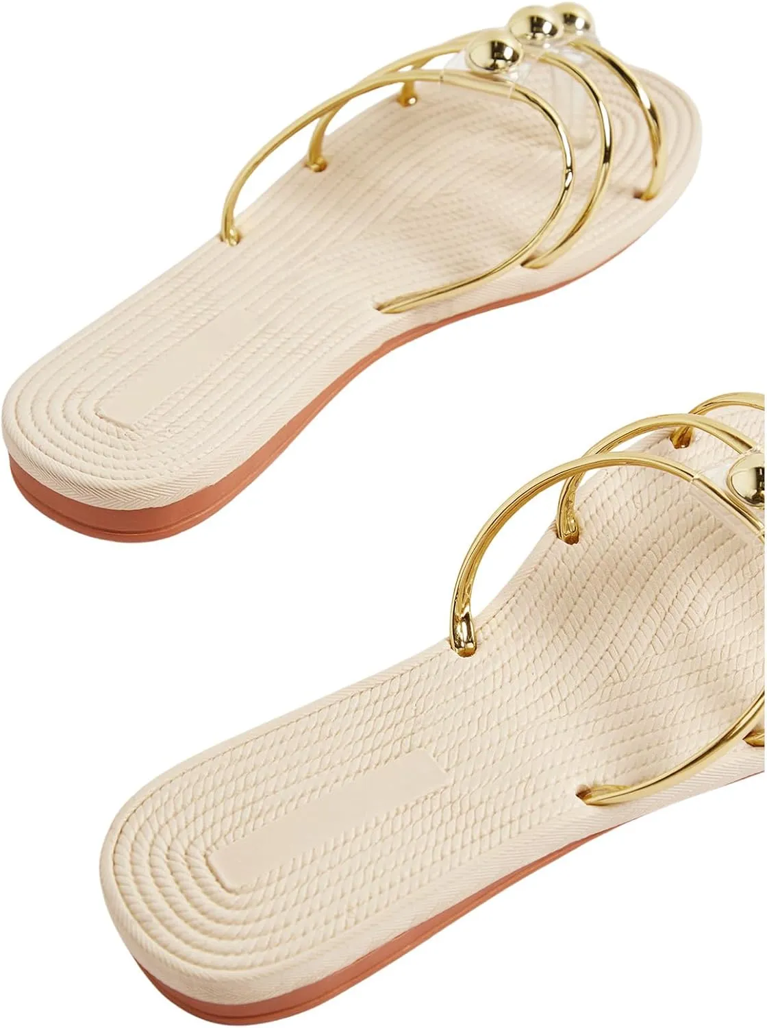 Women's Metallic Strappy Sandals Open Toe Dressy Flat Sandals Slip on Slide Sandals
