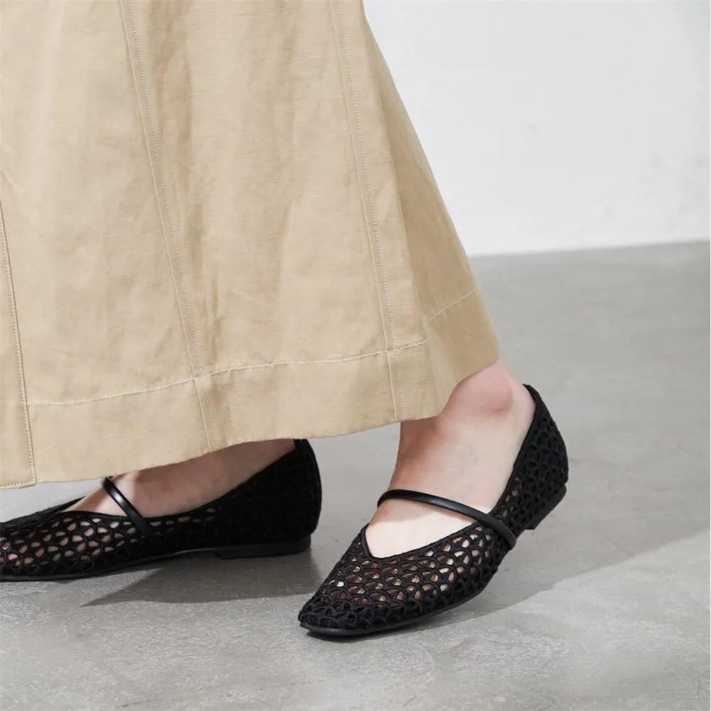 Woven Ballet Flats for Women Round Toe Raffia Ballerina Shoes Casual Comfortable Buckle Strap Mary Jane Flat